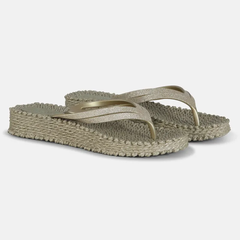 Ilse Jacobsen slippers met lichte plateauzool, platin