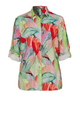 Toni printed linen blouse, multicolour green