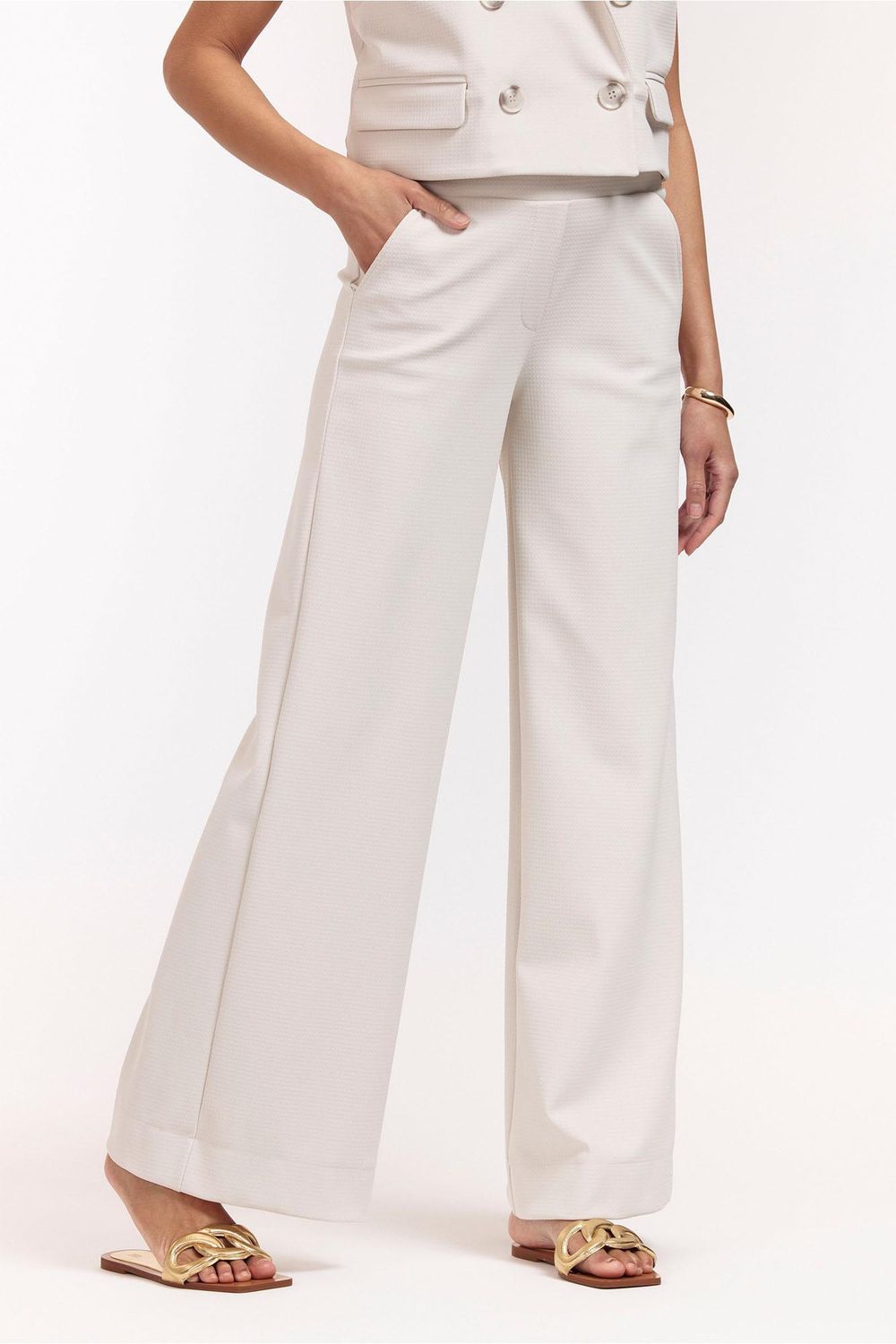Studio Anneloes Rosie structure bnd trousers, wit