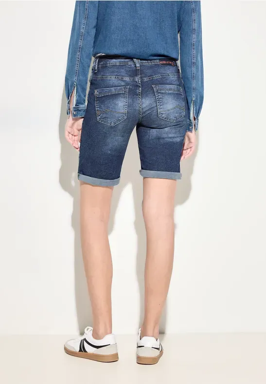 Cecil Mediumblauwe jeansshort, mid blue used wash