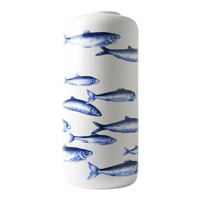 Heinen Cilindervaas vissen, delfts blauw