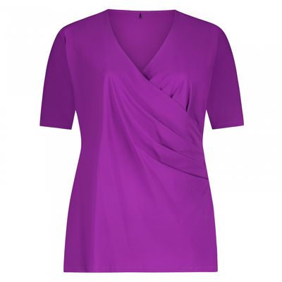 Plus Basics Wrap Top SS, plum