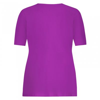 Plus Basics Wrap Top SS, plum