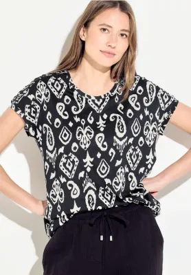 Cecil T-shirt met print, Black