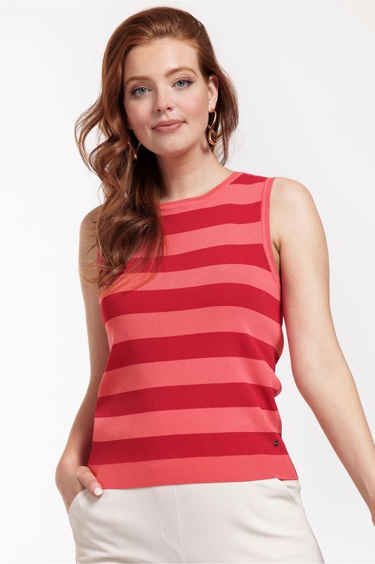 Studio Anneloes Quinny sls stripe pullover, coral/red