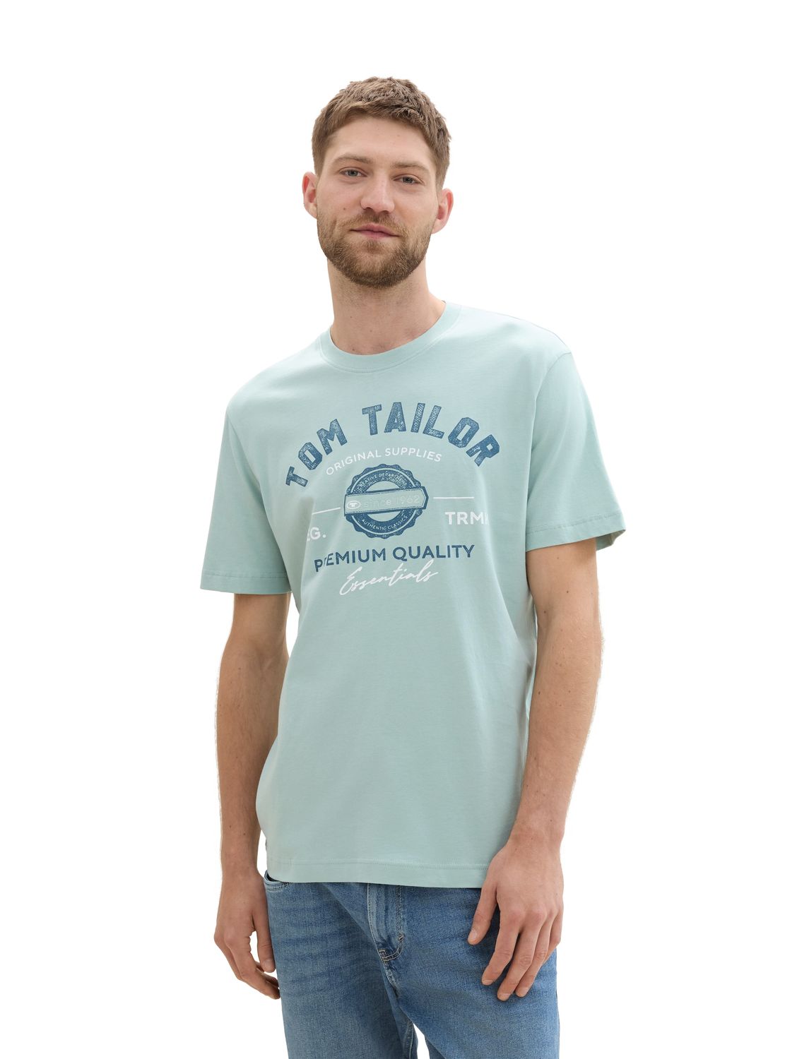 Tom Tailor T-shirt met logoprint, White moss