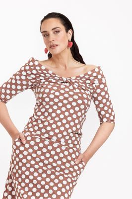 Studio Anneloes Felina dot top, chocolate/off white