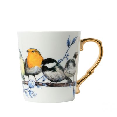 Heinen mok bosvogels goud