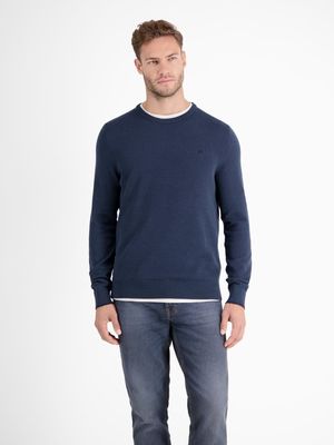 Lerros Lichtgewicht gebreide trui met een smalle ribstructuur, storm blue