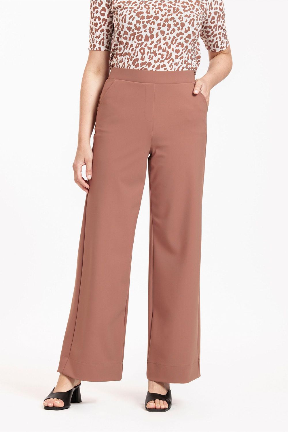 Studio Anneloes Lexie bonded trousers, chocolate