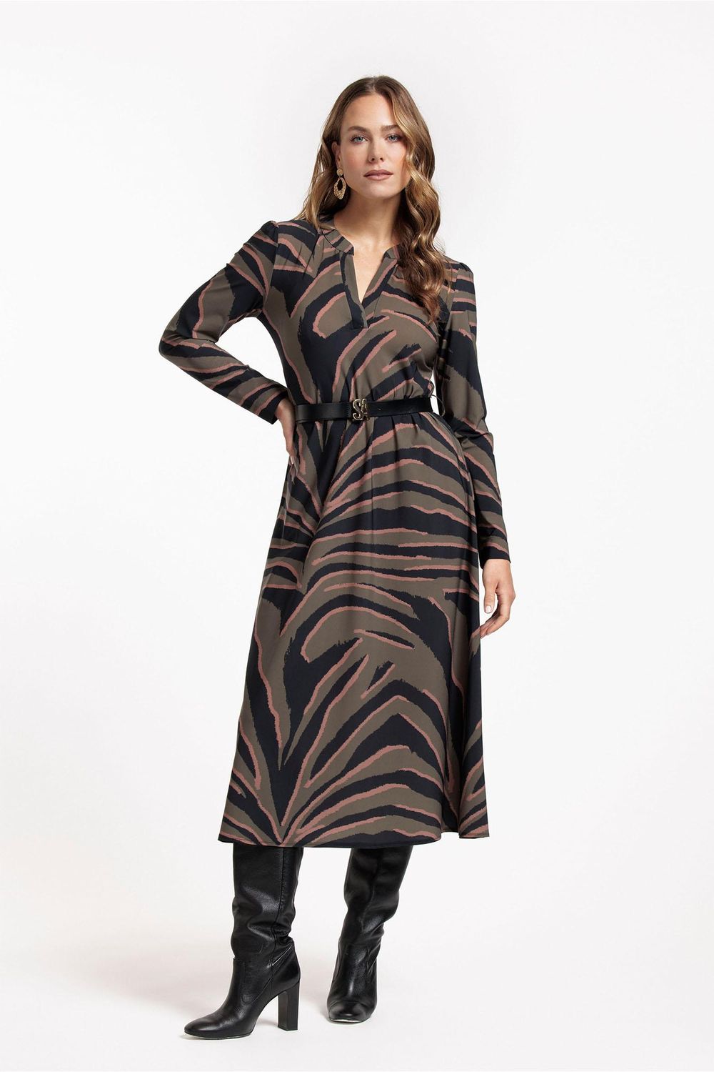 Studio Anneloes Sira zebra dress, Black, New Army, Chocolate