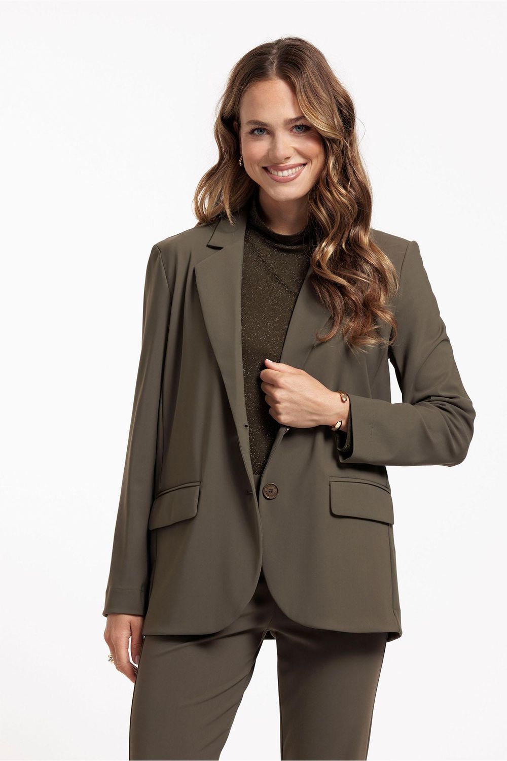 Studio Anneloes Camille bonded blazer, New Army