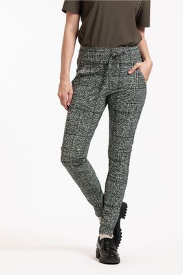 Studio Anneloes Stairdown check trousers, Black, Kit, New Army
