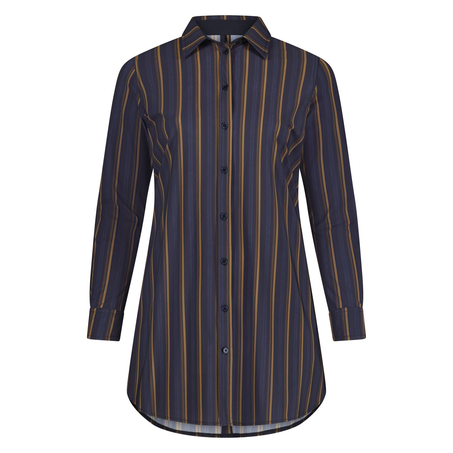 Plus Basics Blouse Long LS, suit stripe, Size: 42