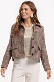 Studio Anneloes Caddy brushed check coat, chocolate/black