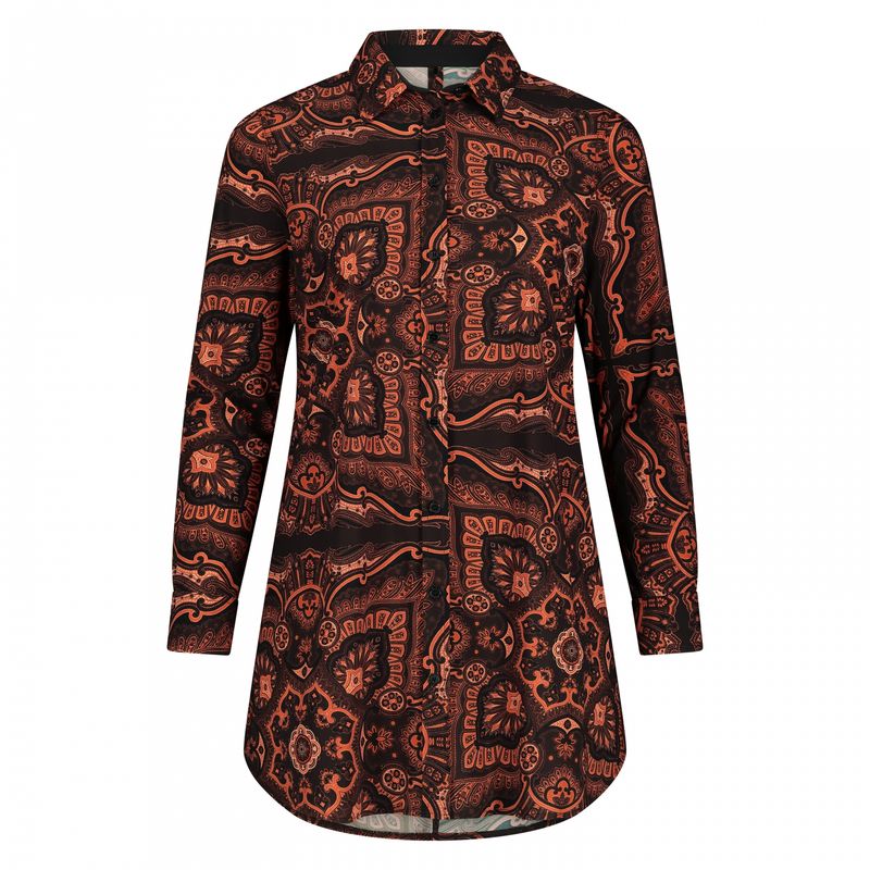 Plus Basic Blouse Long LS, Persian Paisley