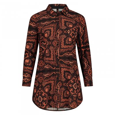 Plus Basic Blouse Long LS, Persian Paisley