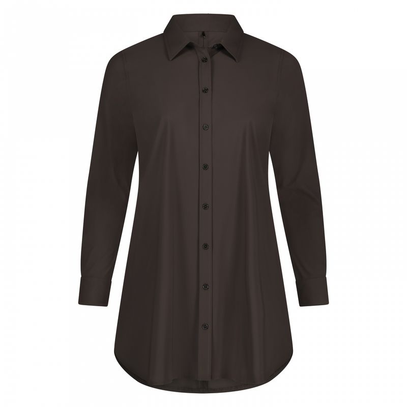 Plus Basic Blouse Long LS, Choclat