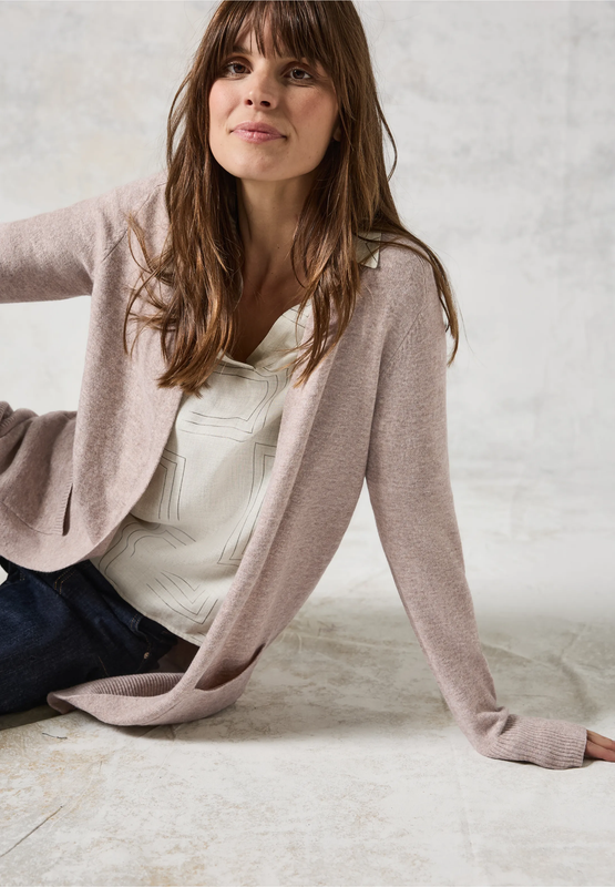 Cecil Long Cosy Cardigan, milky caramel melange