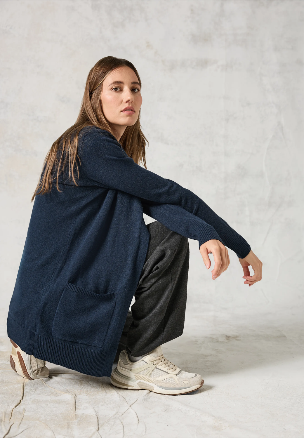 Cecil Long Cosy Cardigan, deep petrol