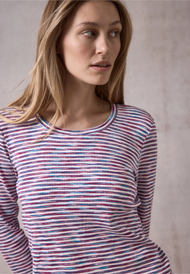 Cecil Multi Melange Stripe Shirt,multicolor pink