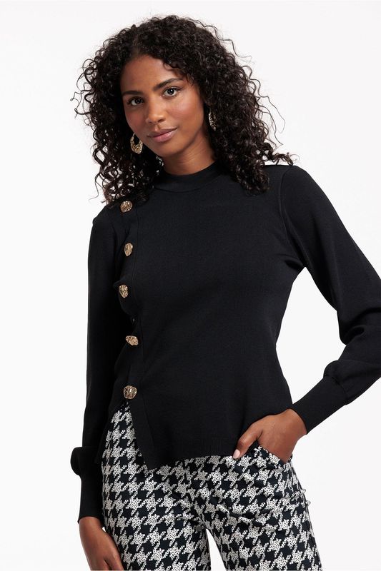 Studio Anneloes Lovis button pullover, black