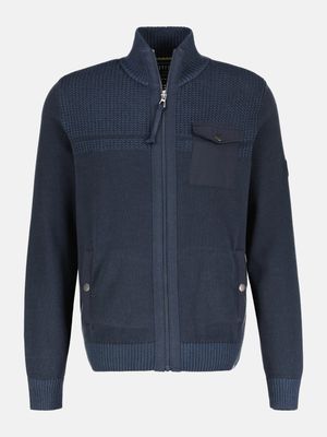 Lerros vest met verschillende breistructuren, classic navy