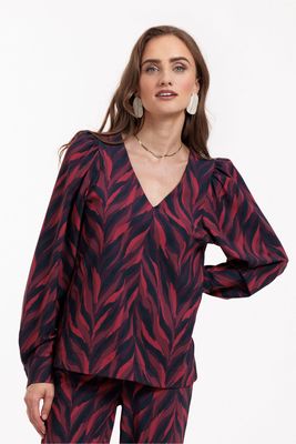 Studio Anneloes Les leaves top, darkblue/merlot