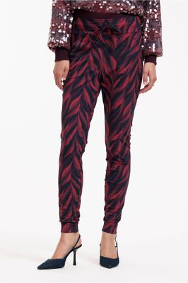 Studio Anneloes Stairdown leaves trousers, darkblue/merlot