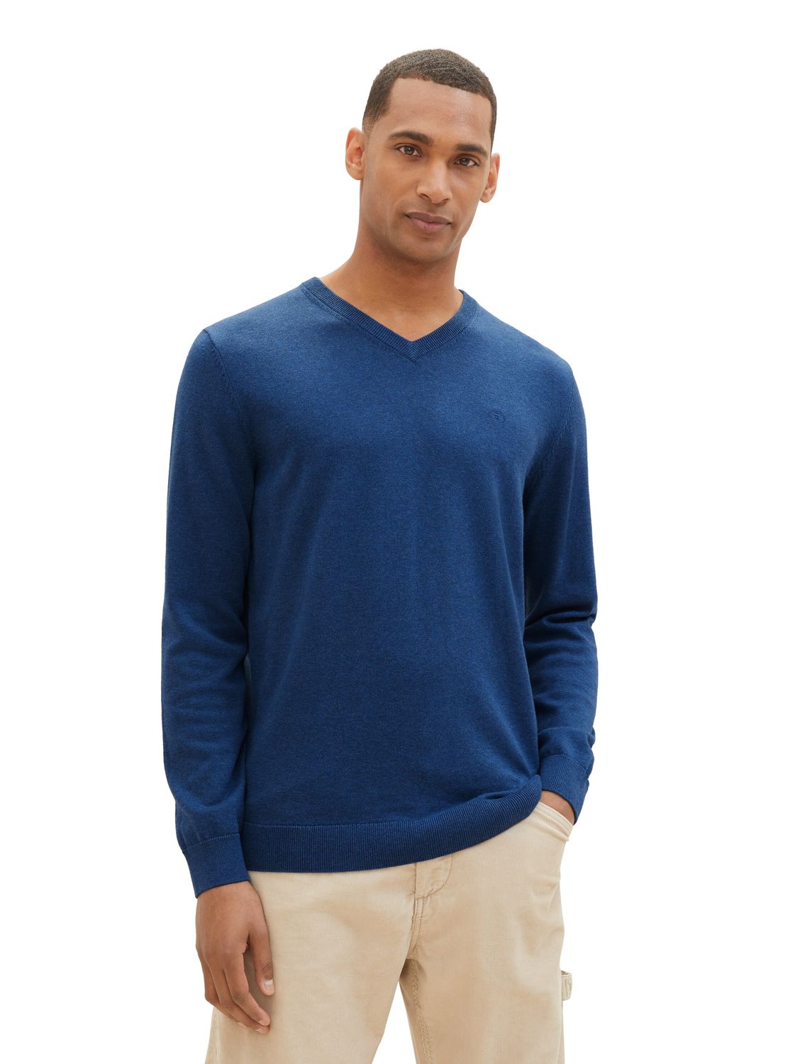 Tom Tailor basic v-neck, hockey blue dark melange