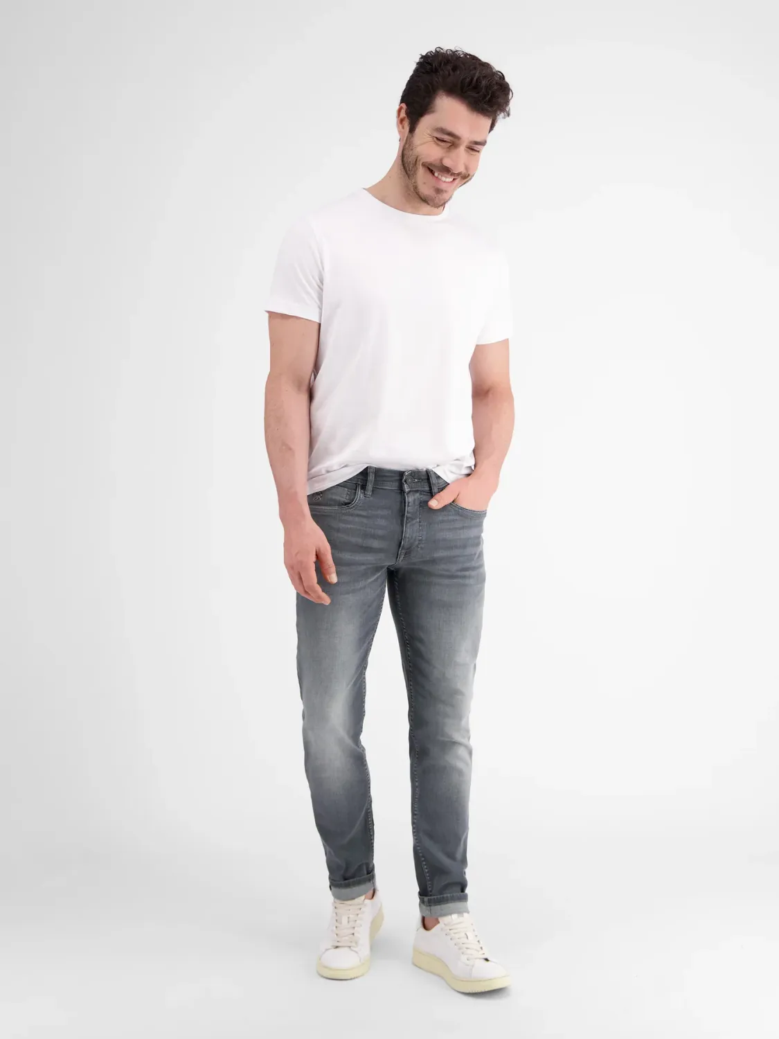 Lerros Denim crimson hyperstretch, mid grey used wash