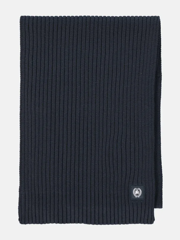 Lerros brede, geribde gebreide sjaal, classic navy