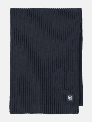 Lerros brede, geribde gebreide sjaal, classic navy