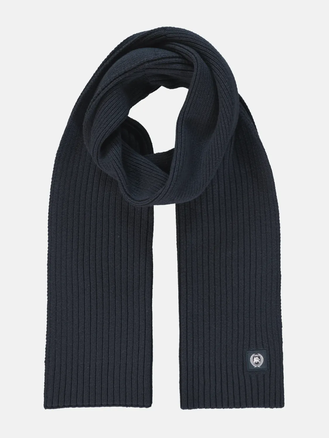 Lerros brede, geribde gebreide sjaal, classic navy