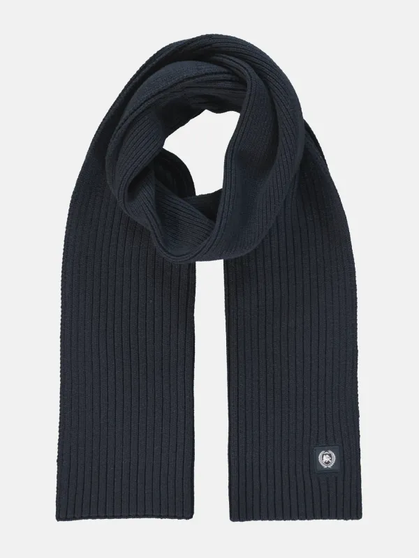 Lerros brede, geribde gebreide sjaal, classic navy