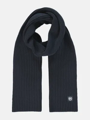Lerros brede, geribde gebreide sjaal, classic navy