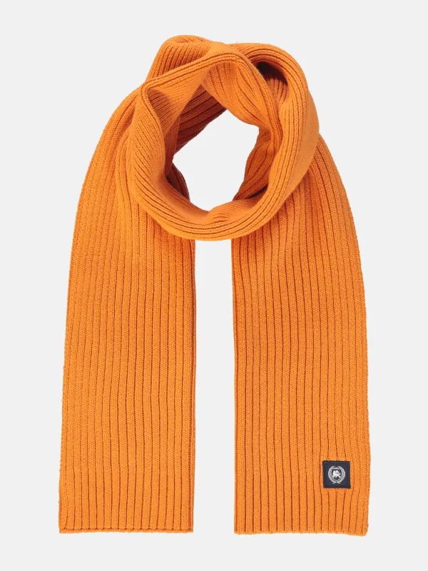 Lerros brede, geribde gebreide sjaal, pumpkin orange