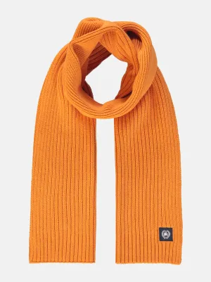 Lerros brede, geribde gebreide sjaal, pumpkin orange