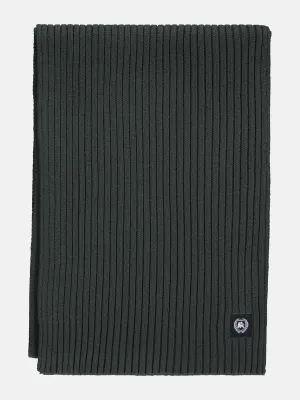 Lerros brede, geribde gebreide sjaal, chilled olive