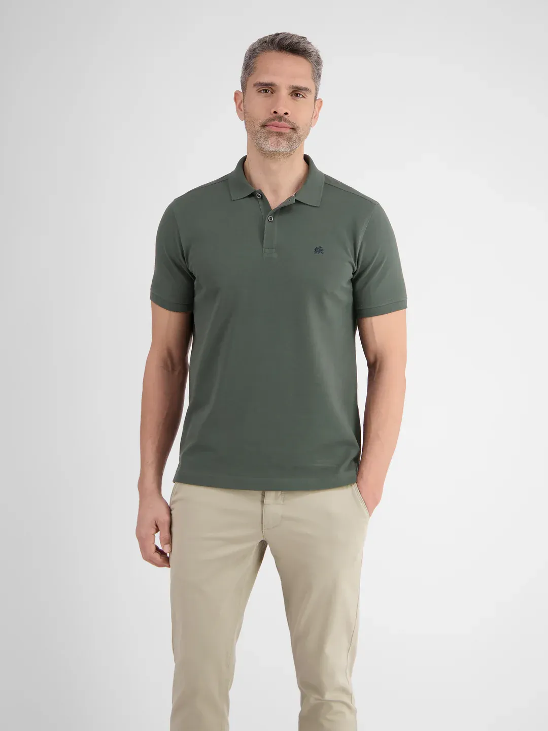 Lerros basic poloshirt, effen kleur, chilled olive