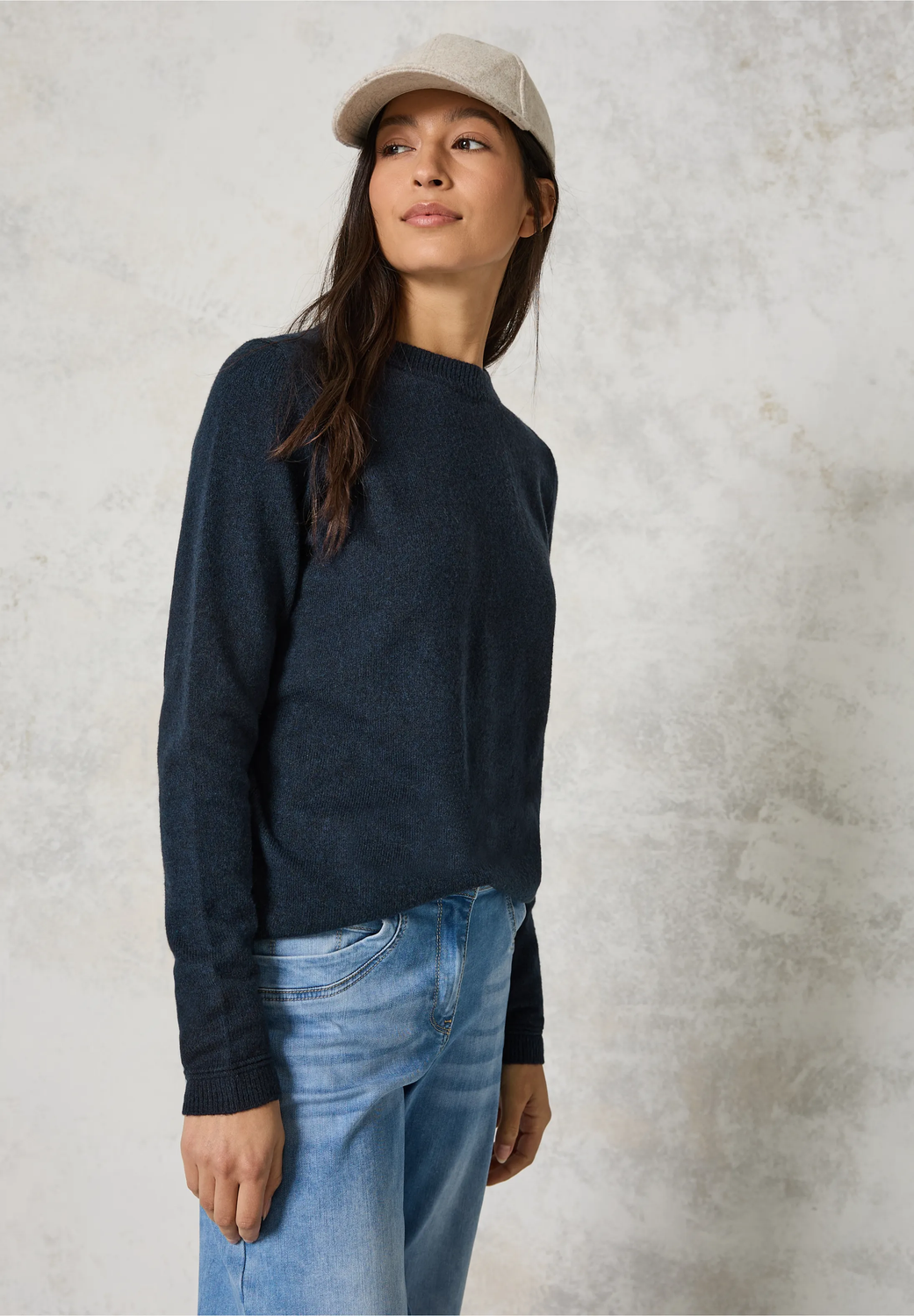 Cecil Cosy High Round neck, deep petrol melange