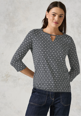 Cecil Minimal Rhomb Print Tun, deep charcoal grey