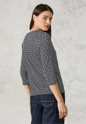 Cecil Minimal Rhomb Print Tun, deep charcoal grey