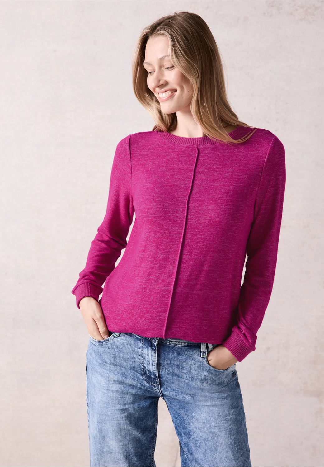 Cecil Cosy Melange Shirt, jewel pink melange