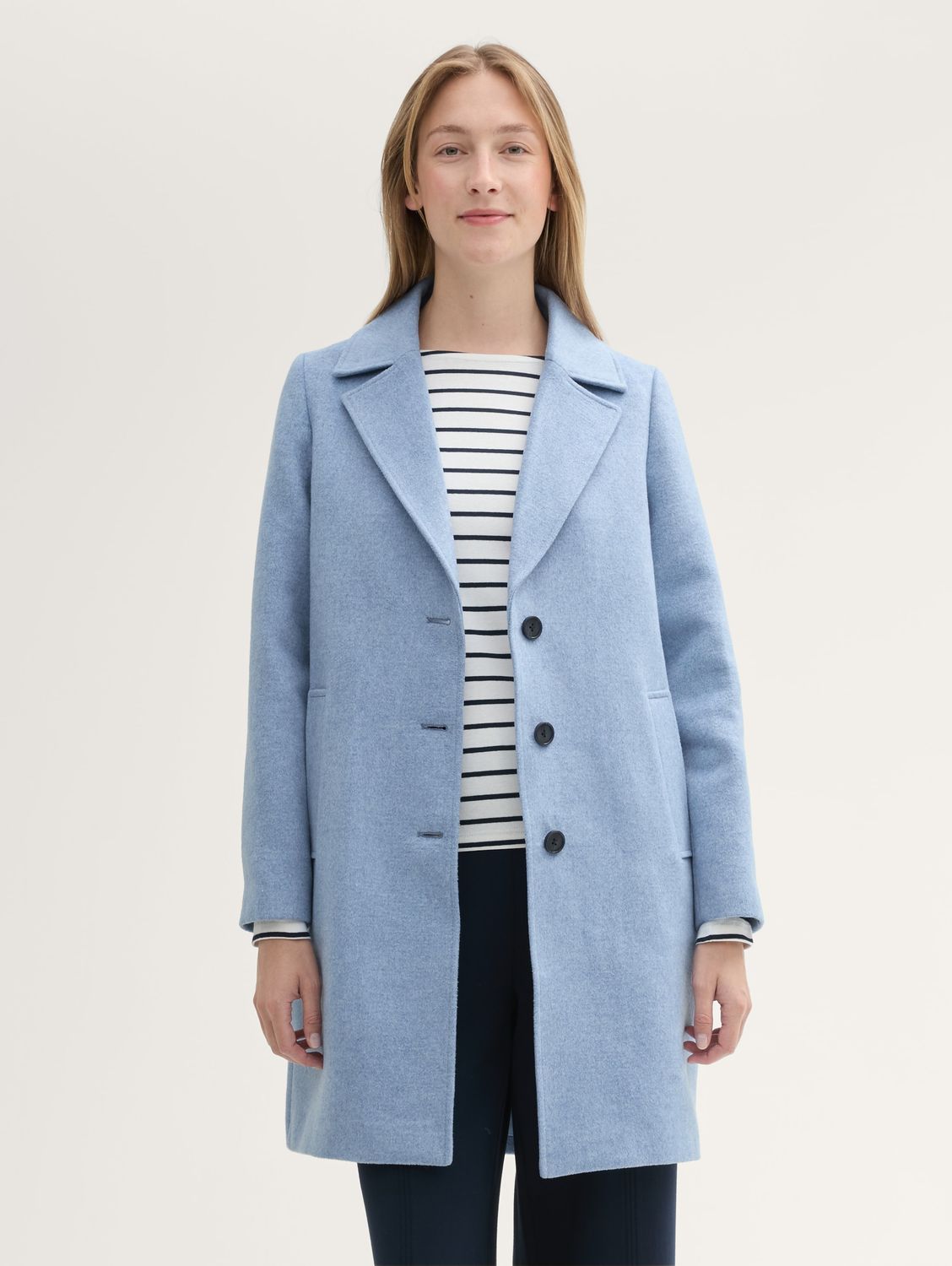 Tom Tailor Long coat, calm blue melange