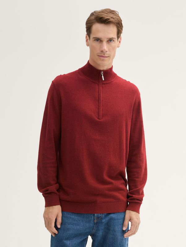 Tom Tailor Troyer gebreide trui met gerecycled kasjmier burgundy, dark red melange