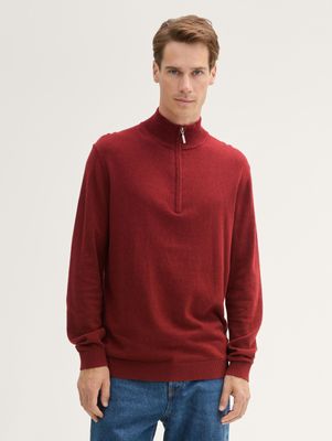 Tom Tailor Troyer gebreide trui met gerecycled kasjmier burgundy, dark red melange