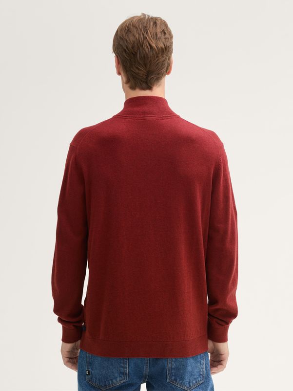 Tom Tailor Troyer gebreide trui met gerecycled kasjmier burgundy, dark red melange