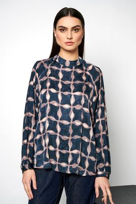 Desoto blouse Nele, abstract pepita midnight b