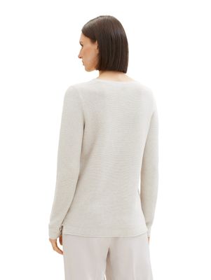 Tom Tailor  Gebreide trui met ronde hals, dusty alabaster melange